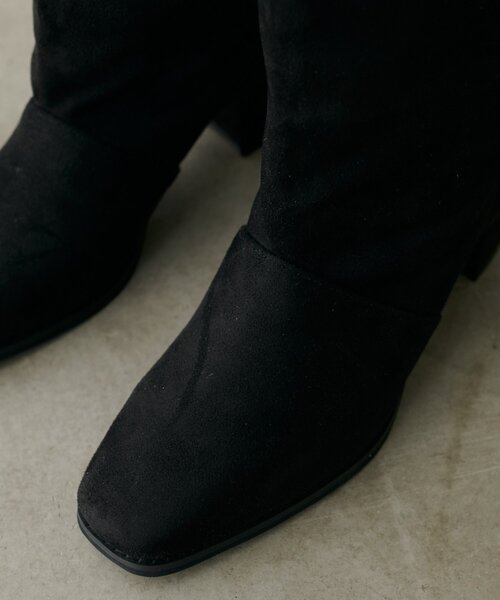 natural couture(ナチュラルクチュール)の「スウェードロングブーツ(ブーツ・レディース・モカ/ブラック・MEDIUM/LARGE)」の16枚目の写真