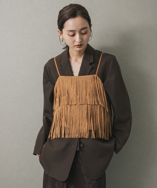SENSE OF PLACE by URBAN RESEARCH（センスオブプレイスバイアーバンリサーチ）の「FSフリンジキャミトップ（キャミソール・レディース・キャメル/ブラック・ONE）」の19枚目の写真