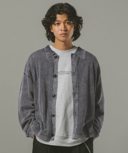 RAGEBLUE（レイジブルー）の「ピグメント透かしシャツカーディガン（カーディガン/ボレロ・メンズ・ブルー/ダークグレー/イエロー・MEDIUM/LARGE）」の21枚目の写真