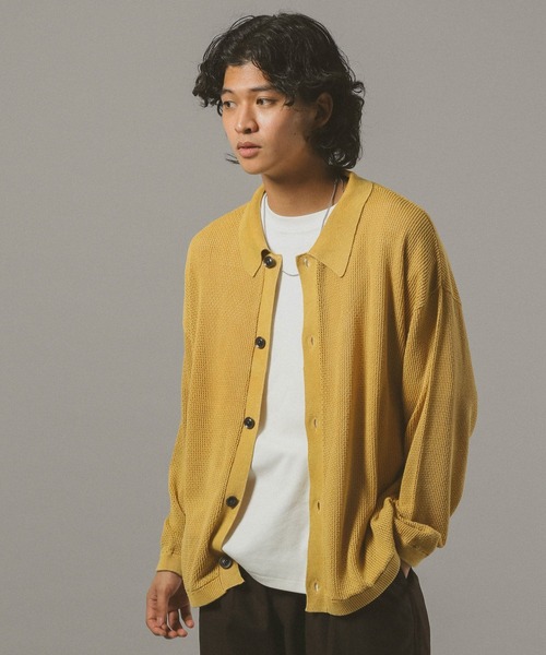 RAGEBLUE（レイジブルー）の「ピグメント透かしシャツカーディガン（カーディガン/ボレロ・メンズ・ブルー/ダークグレー/イエロー・MEDIUM/LARGE）」の13枚目の写真