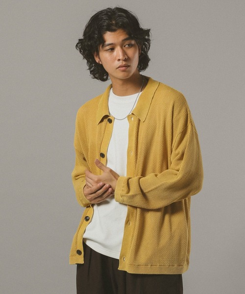 RAGEBLUE（レイジブルー）の「ピグメント透かしシャツカーディガン（カーディガン/ボレロ・メンズ・ブルー/ダークグレー/イエロー・MEDIUM/LARGE）」の14枚目の写真