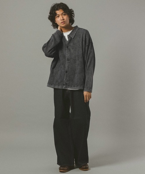 RAGEBLUE（レイジブルー）の「ピグメント透かしシャツカーディガン（カーディガン/ボレロ・メンズ・ブルー/ダークグレー/イエロー・MEDIUM/LARGE）」の6枚目の写真