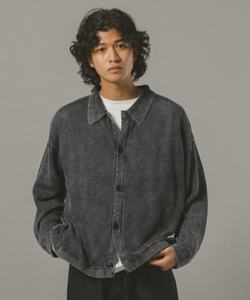 RAGEBLUE（レイジブルー）の「ピグメント透かしシャツカーディガン（カーディガン/ボレロ・メンズ・ブルー/ダークグレー/イエロー・MEDIUM/LARGE）」の7枚目の写真