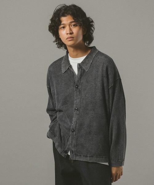 RAGEBLUE（レイジブルー）の「ピグメント透かしシャツカーディガン（カーディガン/ボレロ・メンズ・ブルー/ダークグレー/イエロー・MEDIUM/LARGE）」の8枚目の写真