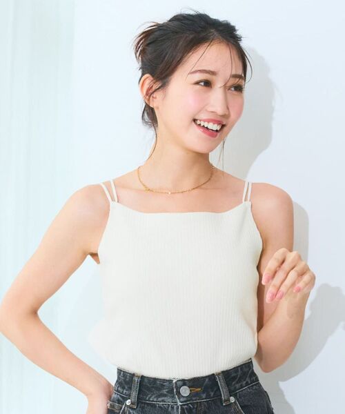 COHINA（コヒナ）の「カップ付きダブルストラップキャミ 【低身長・小柄女性】（キャミソール・レディース・ホワイト/ブラック/ベージュ/ブラウン・ONE SIZE）」の8枚目の写真