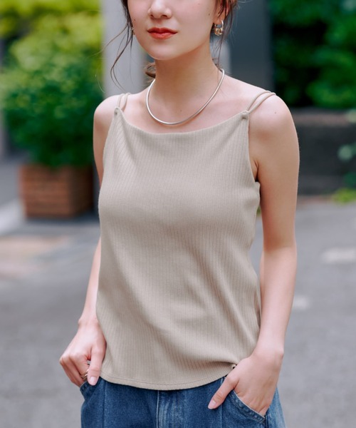 COHINA（コヒナ）の「カップ付きダブルストラップキャミ 【低身長・小柄女性】（キャミソール・レディース・ホワイト/ブラック/ベージュ/ブラウン・ONE SIZE）」の4枚目の写真