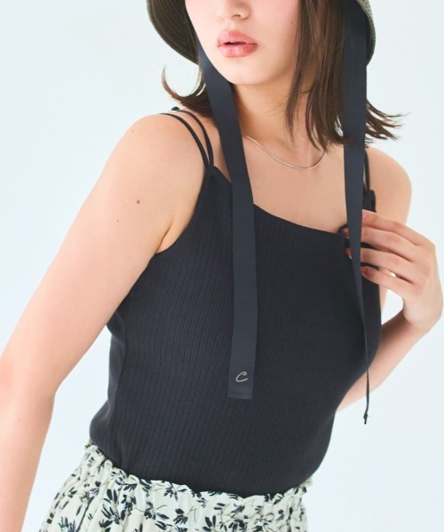 COHINA（コヒナ）の「カップ付きダブルストラップキャミ 【低身長・小柄女性】（キャミソール・レディース・ホワイト/ブラック/ベージュ/ブラウン・ONE SIZE）」の3枚目の写真