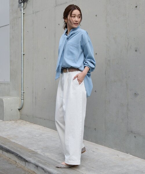 予約【新色追加/抜け感】デニムボウタイシャツ（シャツ/ブラウス
