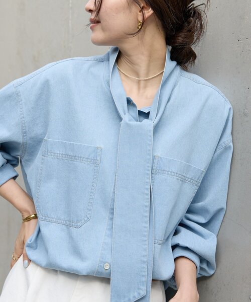 新色追加/抜け感】デニムボウタイシャツ（シャツ/ブラウス）｜RIVE