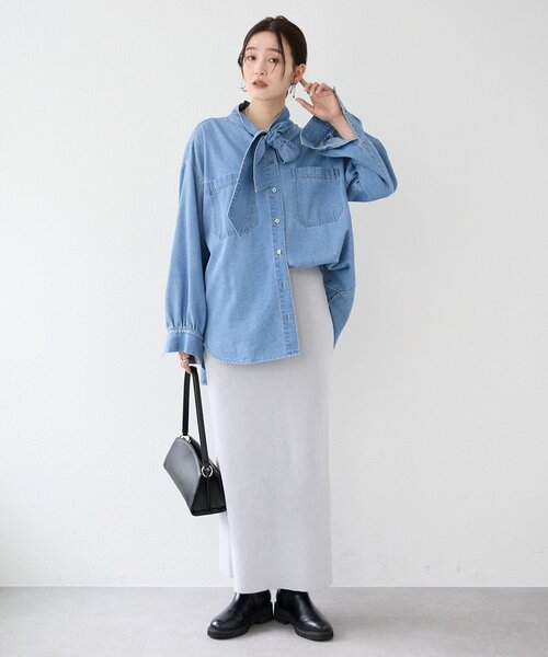 RIVE DROITE（リヴドロワ）の「【新色追加/抜け感】デニムボウタイシャツ（シャツ/ブラウス・レディース・サックスブルー/ブルー系その他・FREE）」の17枚目の写真