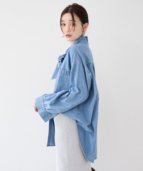 RIVE DROITE（リヴドロワ）の「【新色追加/抜け感】デニムボウタイシャツ（シャツ/ブラウス・レディース・サックスブルー/ブルー系その他・FREE）」の21枚目の写真