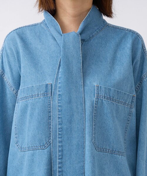 リヴドロワ　デニムボウタイシャツ 予約【新色追加/抜け感】デニムボウタイシャツ（シャツ/ブラウス