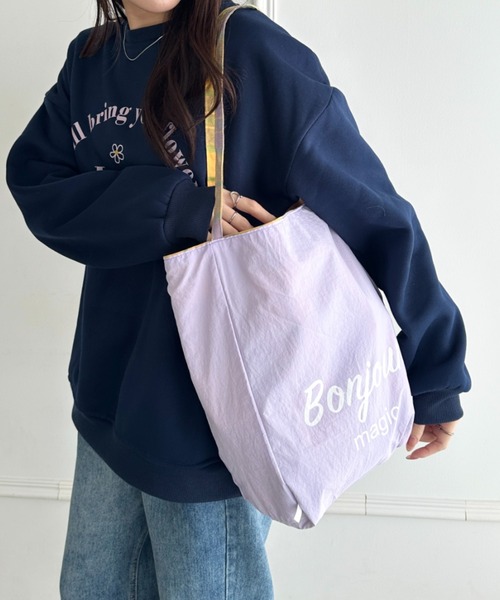 セール】【A4収納可】チェック柄縦型リバーシブルトートバッグ（トート