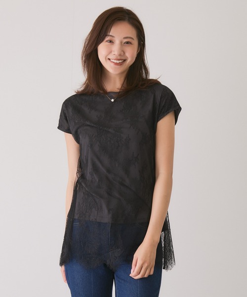 Jayro(ジャイロ)の「レースレイヤードカットソー(Tシャツ/カットソー・レディース・ブラック/ブラック系その他2/グレー系その他/ホワイト系その他・M)」の11枚目の写真