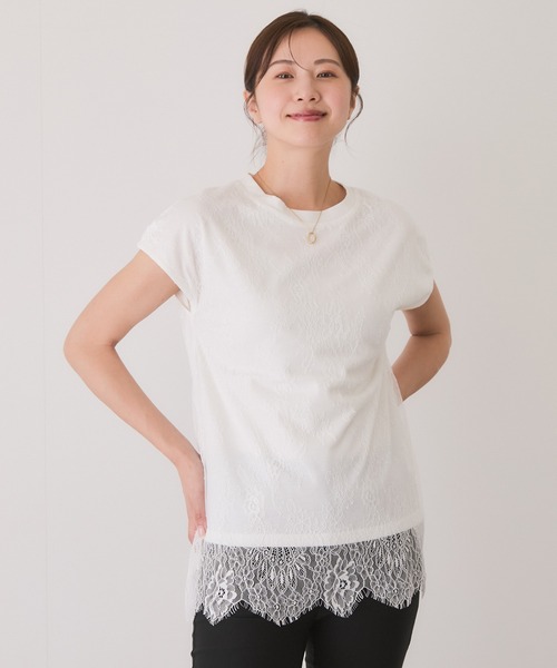 Jayro(ジャイロ)の「レースレイヤードカットソー(Tシャツ/カットソー・レディース・ブラック/ブラック系その他2/グレー系その他/ホワイト系その他・M)」の7枚目の写真