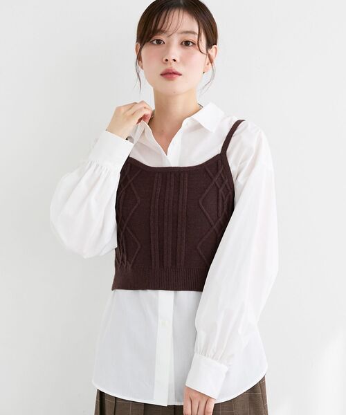 le.coeur blanc（ルクールブラン）の「ブラウス×ニットビスチェセット（シャツ/ブラウス・レディース・ブルー/オフホワイト・38）」の4枚目の写真