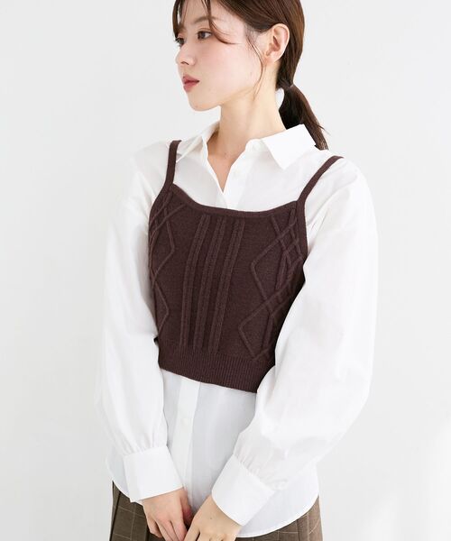 le.coeur blanc（ルクールブラン）の「ブラウス×ニットビスチェセット（シャツ/ブラウス・レディース・ブルー/オフホワイト・38）」の5枚目の写真