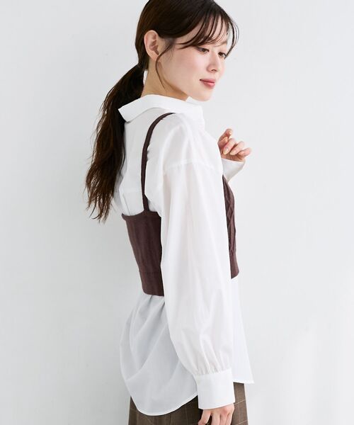 le.coeur blanc（ルクールブラン）の「ブラウス×ニットビスチェセット（シャツ/ブラウス・レディース・ブルー/オフホワイト・38）」の6枚目の写真