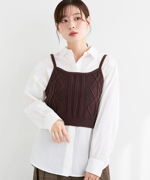 le.coeur blanc（ルクールブラン）の「ブラウス×ニットビスチェセット（シャツ/ブラウス・レディース・ブルー/オフホワイト・38）」の8枚目の写真