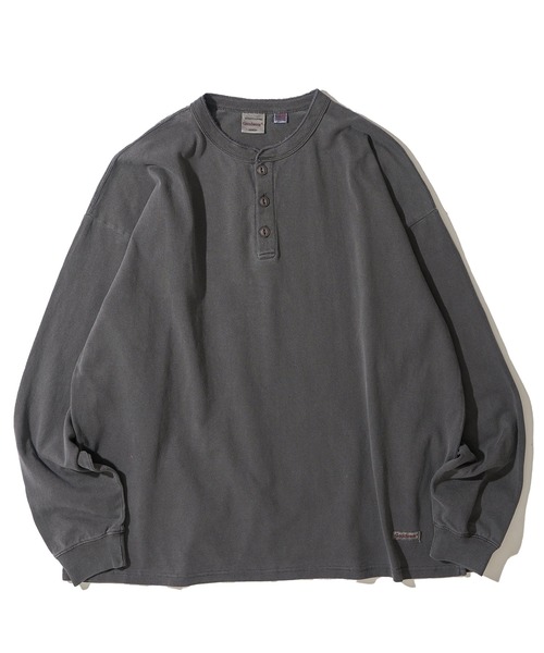 Goodwear(グッドウェア)の「【Goodwear/グッドウェア】7.6オンス USAコットン 無地 製品染め ビッグシルエット ヘンリーネックロングスリーブTシャツ(Tシャツ/カットソー・メンズ・イエロー/ダークブルー/スモークピンク/グリーン/チャコールグレー・SMALL/LARGE/MEDIUM)」の6枚目の写真