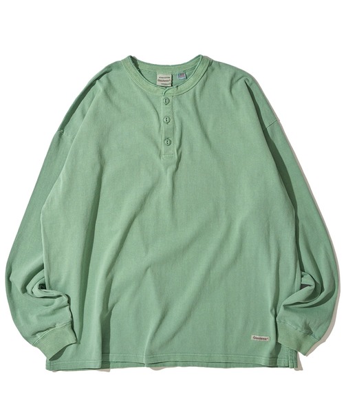 Goodwear(グッドウェア)の「【Goodwear/グッドウェア】7.6オンス USAコットン 無地 製品染め ビッグシルエット ヘンリーネックロングスリーブTシャツ(Tシャツ/カットソー・メンズ・イエロー/ダークブルー/スモークピンク/グリーン/チャコールグレー・SMALL/LARGE/MEDIUM)」の8枚目の写真