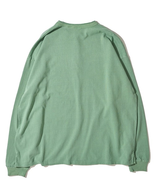 Goodwear(グッドウェア)の「【Goodwear/グッドウェア】7.6オンス USAコットン 無地 製品染め ビッグシルエット ヘンリーネックロングスリーブTシャツ(Tシャツ/カットソー・メンズ・イエロー/ダークブルー/スモークピンク/グリーン/チャコールグレー・SMALL/LARGE/MEDIUM)」の9枚目の写真