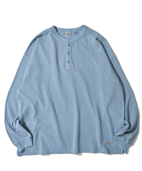 Goodwear(グッドウェア)の「【Goodwear/グッドウェア】7.6オンス USAコットン 無地 製品染め ビッグシルエット ヘンリーネックロングスリーブTシャツ(Tシャツ/カットソー・メンズ・イエロー/ダークブルー/スモークピンク/グリーン/チャコールグレー・SMALL/LARGE/MEDIUM)」の10枚目の写真