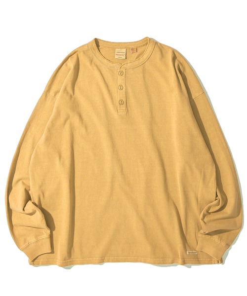 Goodwear(グッドウェア)の「【Goodwear/グッドウェア】7.6オンス USAコットン 無地 製品染め ビッグシルエット ヘンリーネックロングスリーブTシャツ(Tシャツ/カットソー・メンズ・イエロー/ダークブルー/スモークピンク/グリーン/チャコールグレー・SMALL/LARGE/MEDIUM)」の12枚目の写真