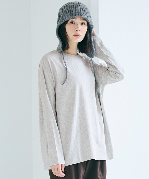 coca（coca）（コカ）の「コットンロングTシャツ（Tシャツ/カットソー・レディース・ブラウン/ホワイト/ブラック/グレー・L/M/S）」の3枚目の写真