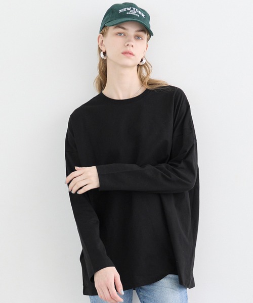 coca（coca）（コカ）の「コットンロングTシャツ（Tシャツ/カットソー・レディース・ブラウン/ホワイト/ブラック/グレー・L/M/S）」の2枚目の写真