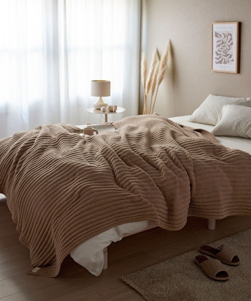 もちもちホイップブランケット｜ストライプ│ダブル【furry doudou