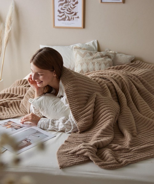 もちもちホイップブランケット｜ストライプ│ダブル【furry doudou