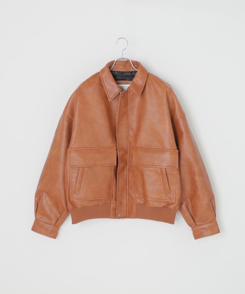 B.C STOCK（ベーセーストック）の「フェイクレザー A-2 ブルゾン（ブルゾン・メンズ・ブラック/キャメル/ブラウン・LARGE/MEDIUM）」の11枚目の写真