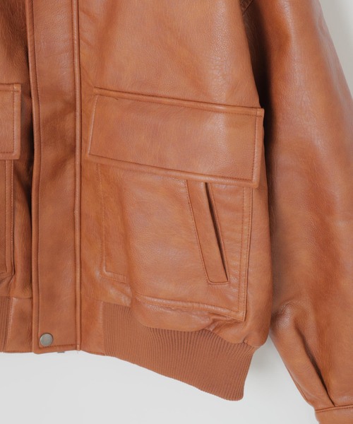 B.C STOCK（ベーセーストック）の「フェイクレザー A-2 ブルゾン（ブルゾン・メンズ・ブラック/キャメル/ブラウン・LARGE/MEDIUM）」の14枚目の写真