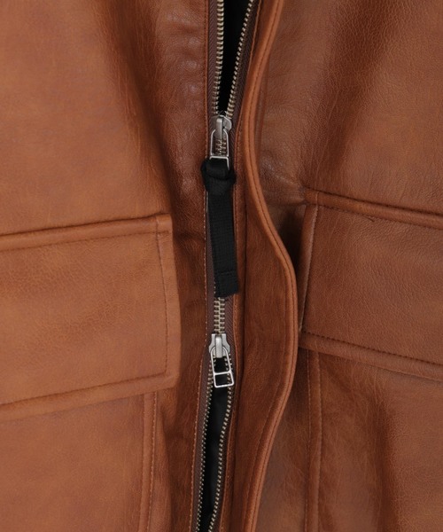 B.C STOCK（ベーセーストック）の「フェイクレザー A-2 ブルゾン（ブルゾン・メンズ・ブラック/キャメル/ブラウン・LARGE/MEDIUM）」の15枚目の写真