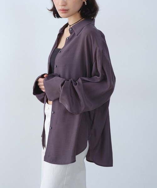 CODE A（コードエー）の「oversize float shirts（シャツ/ブラウス・レディース・オフホワイト/ブラウン系その他/パープル・00）」の2枚目の写真