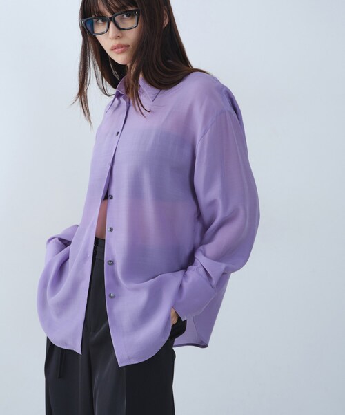 CODE A（コードエー）の「oversize float shirts（シャツ/ブラウス・レディース・オフホワイト/ブラウン系その他/パープル・00）」の3枚目の写真
