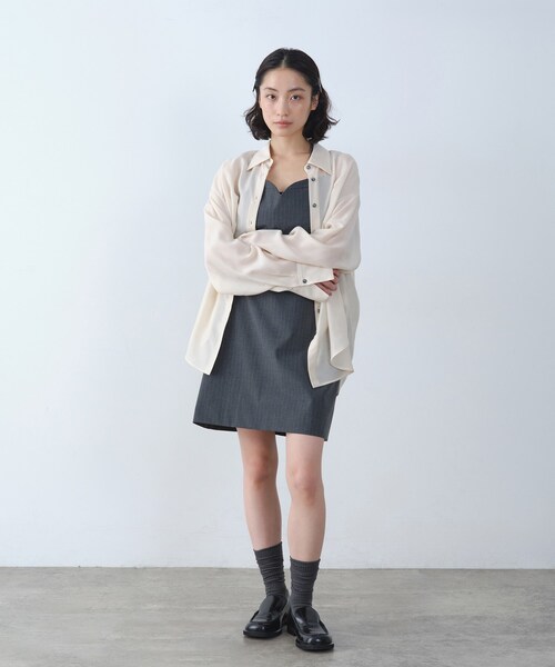 CODE A（コードエー）の「oversize float shirts（シャツ/ブラウス・レディース・オフホワイト/ブラウン系その他/パープル・00）」の5枚目の写真