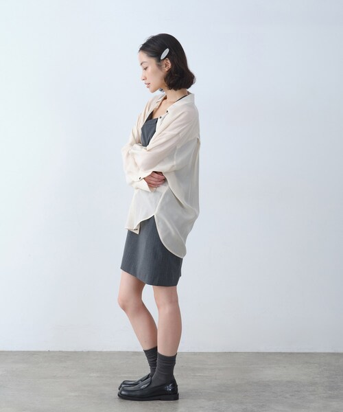 CODE A（コードエー）の「oversize float shirts（シャツ/ブラウス・レディース・オフホワイト/ブラウン系その他/パープル・00）」の6枚目の写真