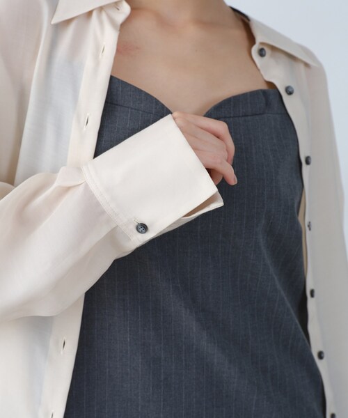 CODE A（コードエー）の「oversize float shirts（シャツ/ブラウス・レディース・オフホワイト/ブラウン系その他/パープル・00）」の7枚目の写真