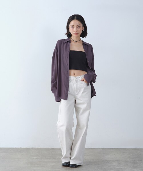 CODE A（コードエー）の「oversize float shirts（シャツ/ブラウス・レディース・オフホワイト/ブラウン系その他/パープル・00）」の9枚目の写真