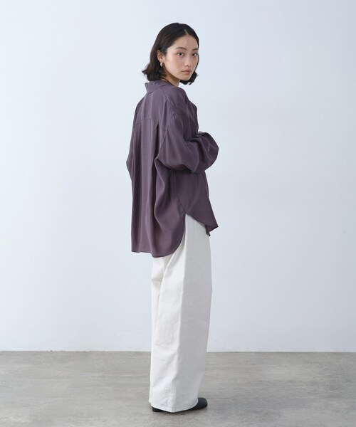 CODE A（コードエー）の「oversize float shirts（シャツ/ブラウス・レディース・オフホワイト/ブラウン系その他/パープル・00）」の10枚目の写真