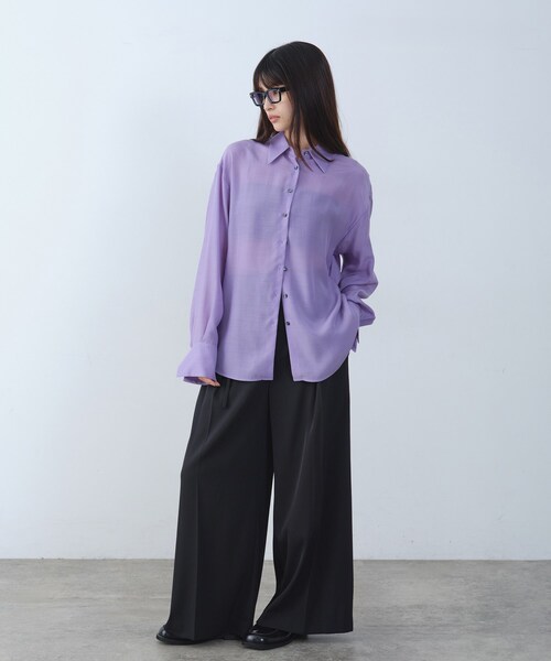 CODE A（コードエー）の「oversize float shirts（シャツ/ブラウス・レディース・オフホワイト/ブラウン系その他/パープル・00）」の11枚目の写真