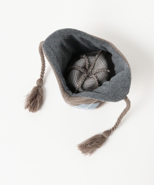 B:MING by BEAMS（ビーミングバイビームス）の「イヤーフラップ アーガイル ニット キャップ（ニットキャップ/ビーニー・メンズ・ブラウン/グレー・ONE SIZE）」の5枚目の写真