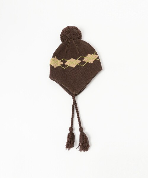 B:MING by BEAMS（ビーミングバイビームス）の「イヤーフラップ アーガイル ニット キャップ（ニットキャップ/ビーニー・メンズ・ブラウン/グレー・ONE SIZE）」の6枚目の写真