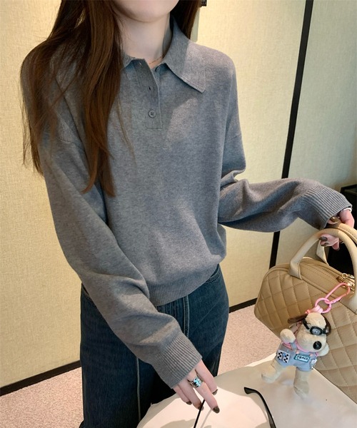 LAFFMO(ラフモ)の「ポロカラー長袖ニット(ニット/セーター・レディース・ネイビー/グレー/アイボリー・F)」の18枚目の写真