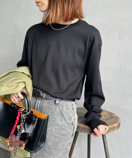 HANES/ヘインズ] 1P KURO クルーネックロングスリーブTシャツ（T