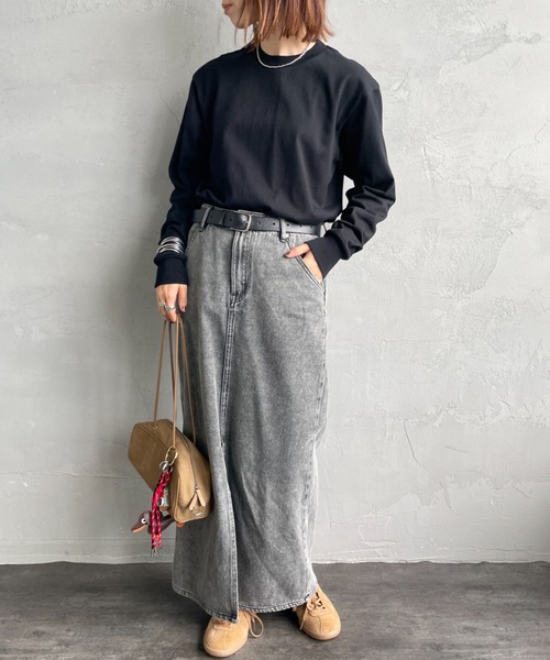 HANES（ヘインズ）の「[HANES/ヘインズ] 1P KURO クルーネックロングスリーブＴシャツ（Tシャツ/カットソー・レディース・ブラック・S/M/L/XL）」の2枚目の写真
