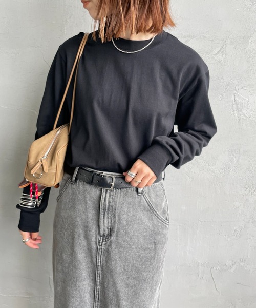 HANES（ヘインズ）の「[HANES/ヘインズ] 1P KURO クルーネックロングスリーブＴシャツ（Tシャツ/カットソー・レディース・ブラック・S/M/L/XL）」の3枚目の写真
