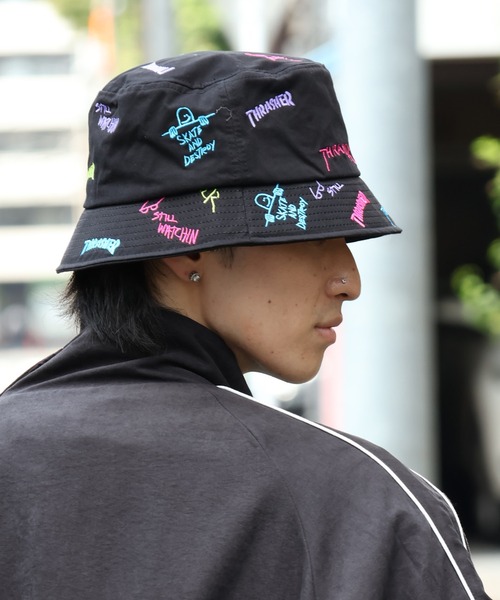 THRASHER(スラッシャー)の「【THRASHER/スラッシャー】総柄刺繍 バケットハット(ハット・メンズ・ブラック系その他2/ブラック系その他・FREE)」の10枚目の写真